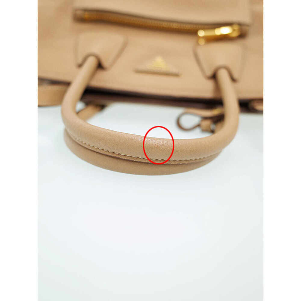 Prada Sughero Vitello Daino Leather Double Handle Tote Bag Tan Brown - Picture 8 of 9